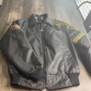 Vintage Men's Hondaline Goldwing Black and Gold  Bomber Jacket